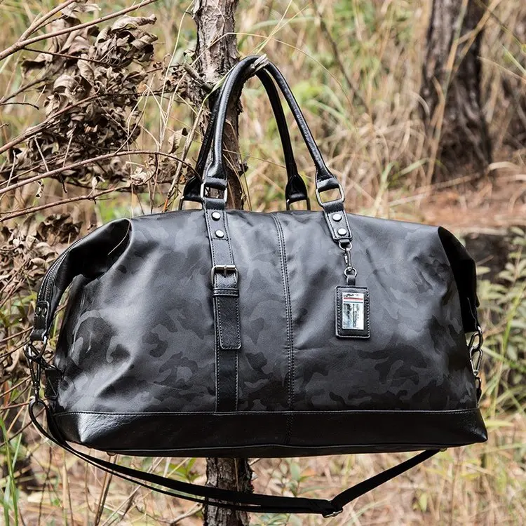 
High Quality Custom Mens Leather travel tote duffel shoulder bag PU Leather luggage bag travel luggage 