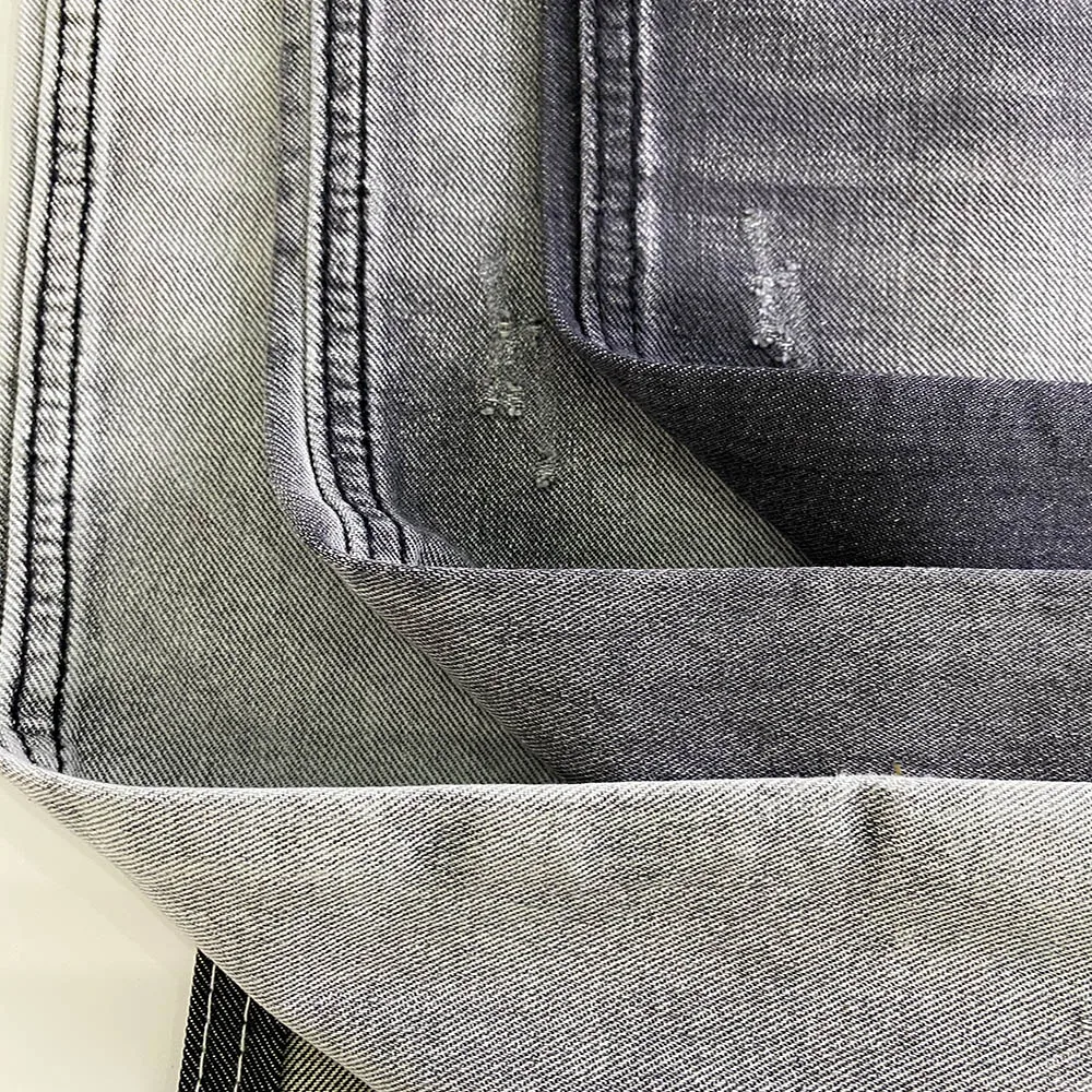 100% cotton stripe gray denim fabric wash style wholesale factory in China