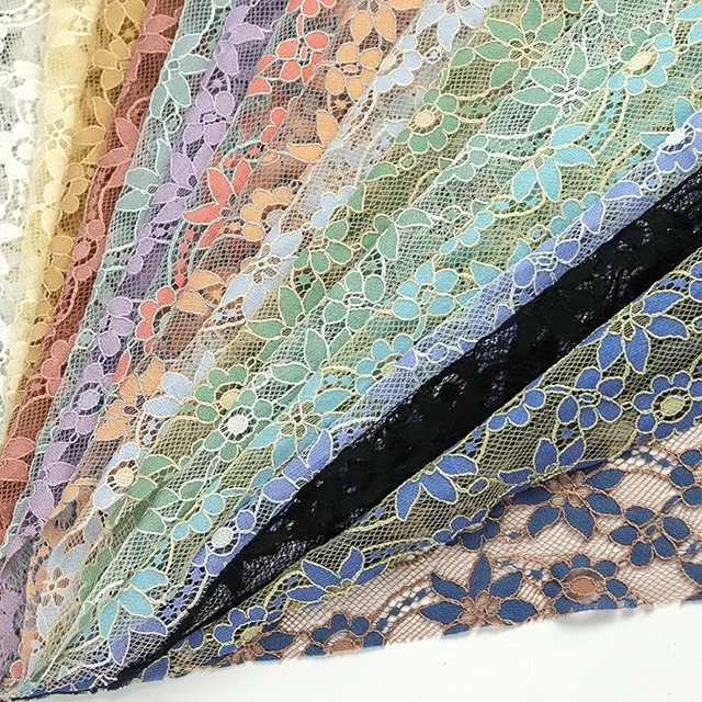 2023 New Design Custom Color Wedding Lace Fabric Lightweight Cotton Nylon 3d Flower Lace Fabric For Women