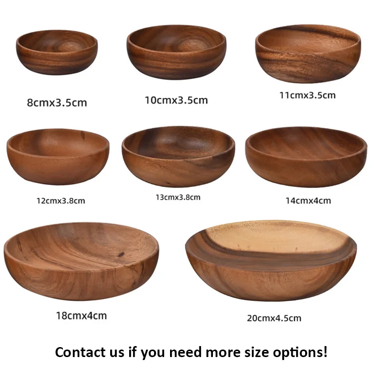 Serving Plates And Bowls Set Kitchen Acacia Bowl Wooden Natural Salad Acacia Wood Bowl For Restaurants