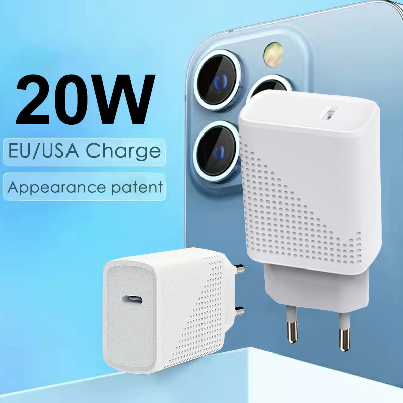 Type-C PD 20W Wall Charger Adapter Fast Charger For Phone EU US UK Charger Plug Usb C PD Wall Type-c Fast Charging Adapter