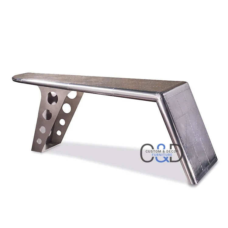 aluminum aviation desk table metal rivets aircraft wing aviation desk
