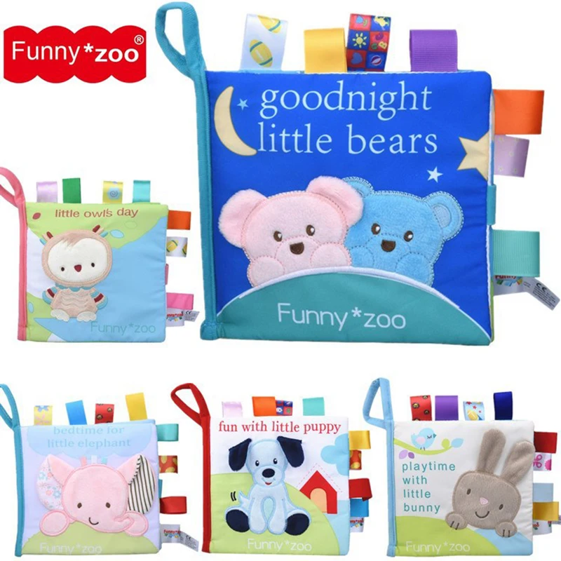 2019 Animal three-dimensional Baby Cloth Book early Baby Toys Education tear not rotten Baby Cloth Book bell toy