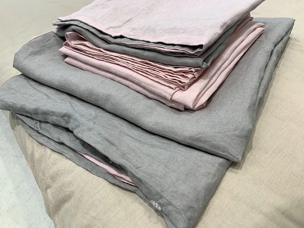 Eco-friendly Oeko Tex French Raw Flax Natural Crepe Plain Reactive Dyed Extra 110 inch wide width Bedding Curtain Linen Fabric