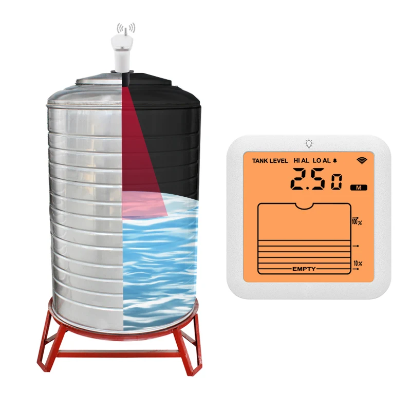 Water Tank Level Indicator Wireless Monitor Controller Ultrasonic Drinking Sensor