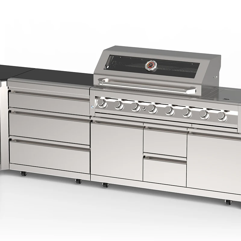 Well Designed Outdoor Kitchen Portable Cabinet Barbecue Grill BBQ Gas Grill