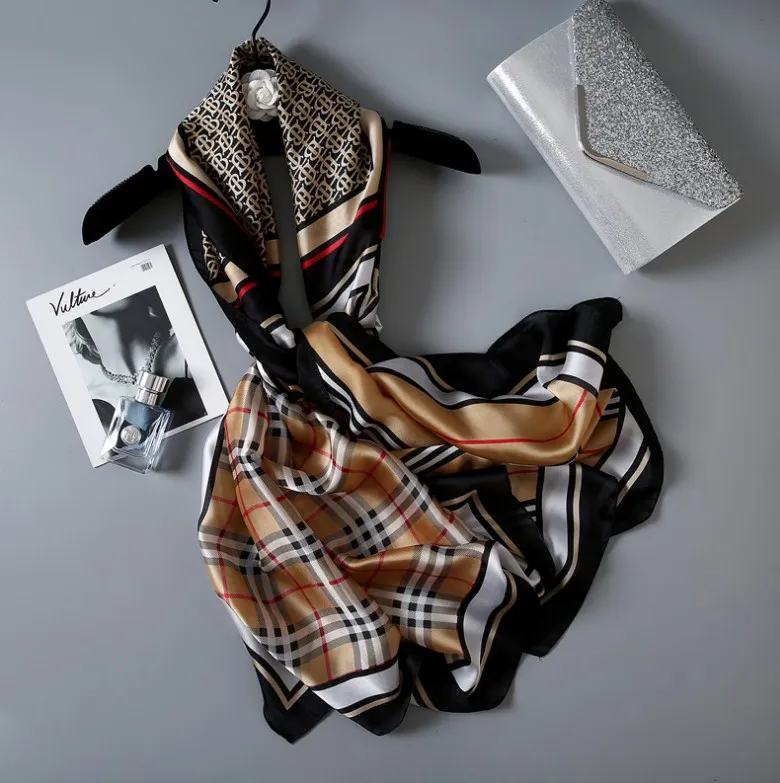 Wholesale 2023 Women Fashion Large Shawls Printed Pattern Lightweight Scarf Satin Silk Scarves 180*90