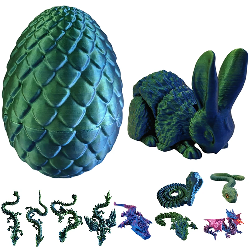 Custom 3D Printed Easter Bunny Toy Unisex Flexible Articulated 3D Model PLA Fidget Dragon Egg Fidget Toy