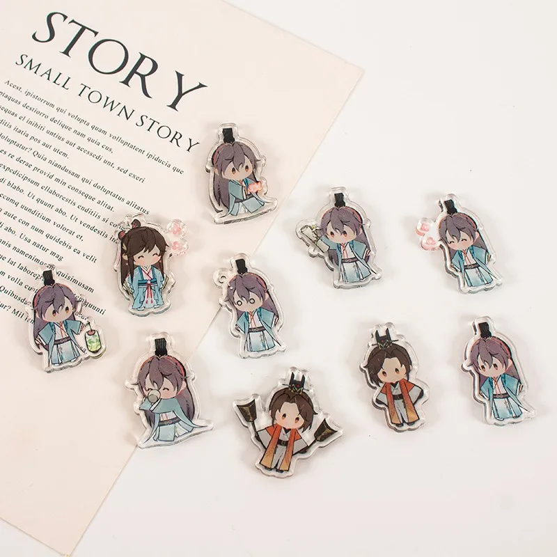 DESEN creative double sided keychain laser cut anime Holographic holo rainbow glitter epoxy clear custom Acrylic Charm