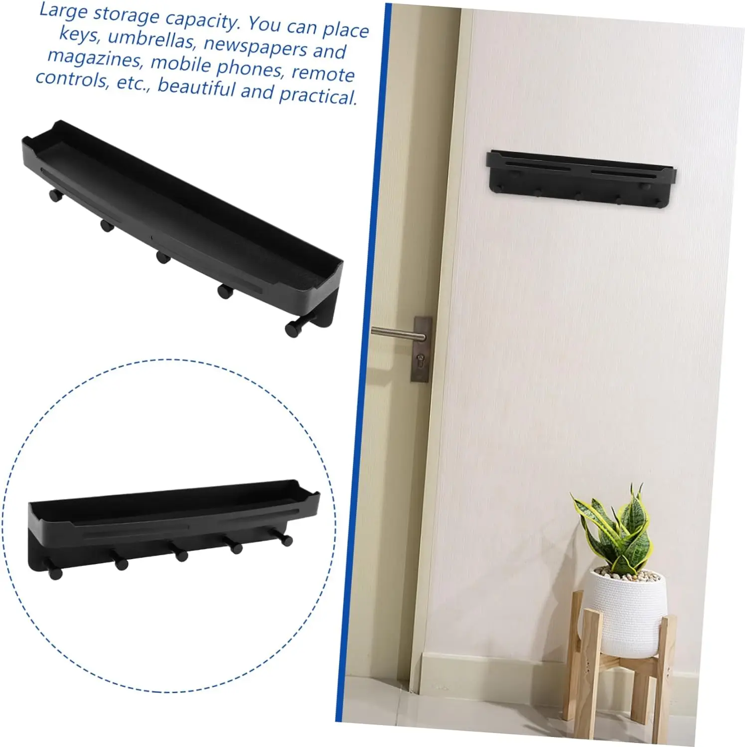 YARNOW 1pc Stainless Steel Shelf Wall Mounted Shelves Wall Mounted Coat Hooks Rustic Vintage Wall Coat Racks Adhesive