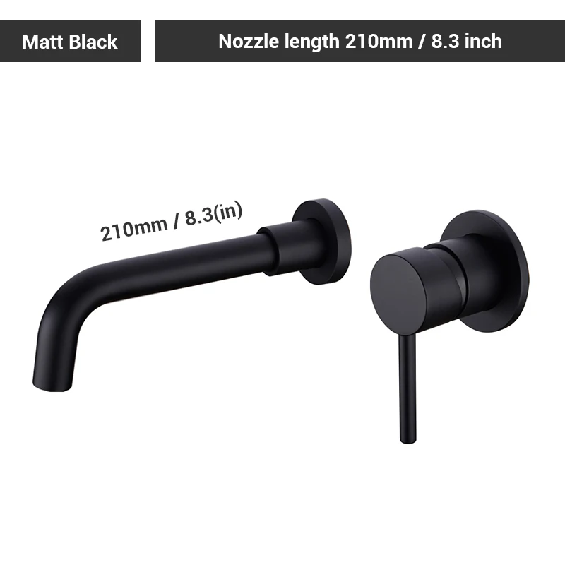 Single Handle Cold And Hot Switch Wall Hung Mounted Black Modern Design Bathroom Counter Basin Faucets Mixer Washroom Sink Tap lavatory faucet