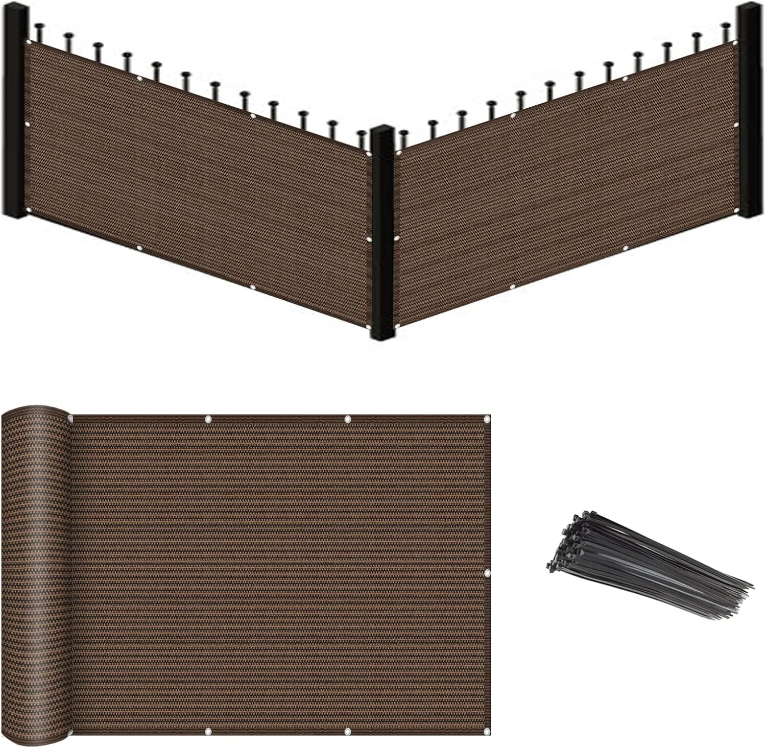 Brown Balcony Privacy Screen Fence Heavy Duty Windbreak Fencing Shade Mesh Net For Garden Wall Yard