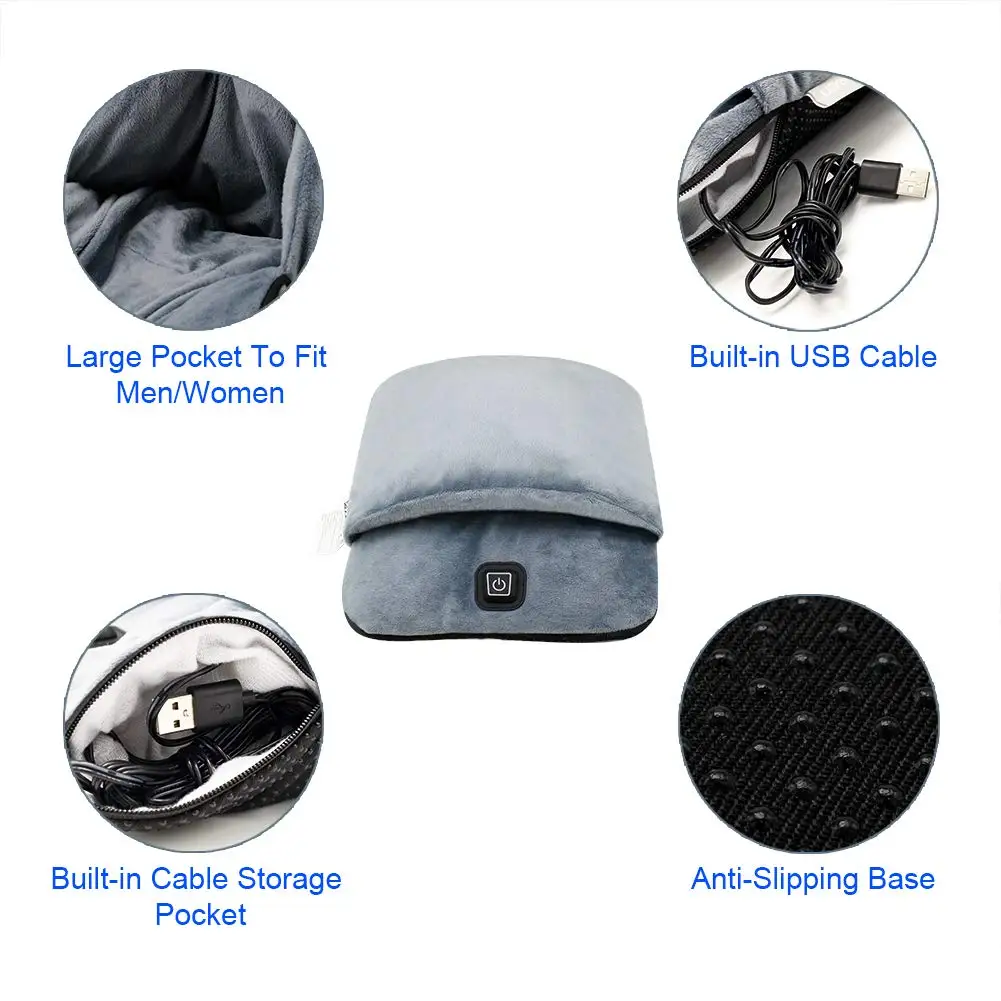 Electric Heated Foot Warmer Soft Plush Micro Mink Fabric & USB Fast Heating Pad for Women and Men Relieve Foot Pain