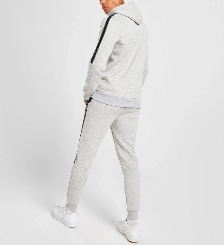 OEM high quality organic cotton tracksuits training wear set custom stripe tech fleece tracksuit for man