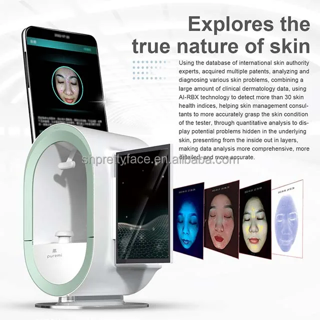 New 3D AI Skin Analyzer Diagnostic Machine Android Operating System Facial Scanner Moisturizer JP/US CE Skin Test Face Analysis