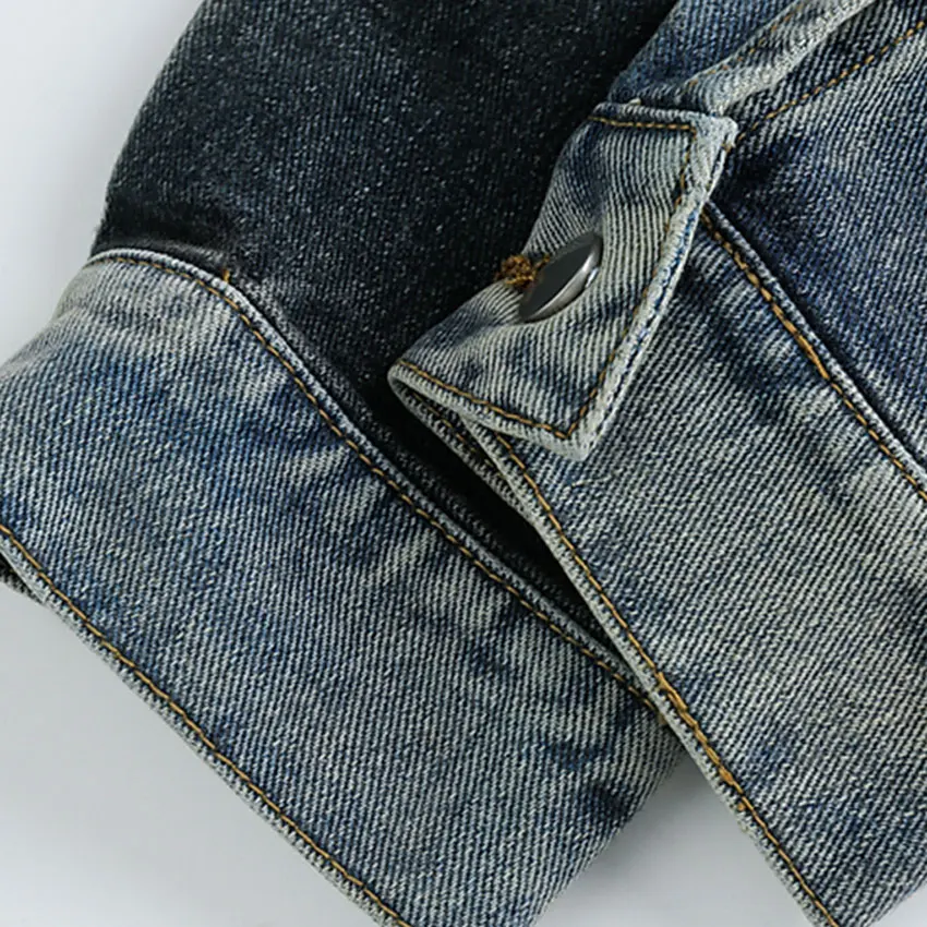 OEM High Quality Manufactory New Design Heavy Washing Distressed Patchwork Street Fashion Denim Jacket