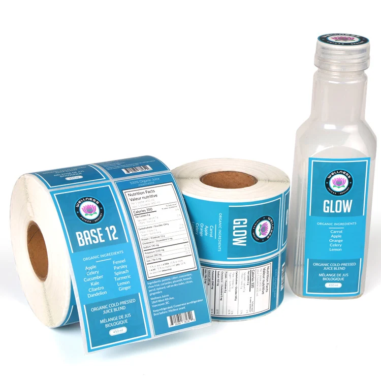 Custom Mineral Water Bottle Labels Adhesive Beverage Bottle Labels Professional Printing Packaging Labels