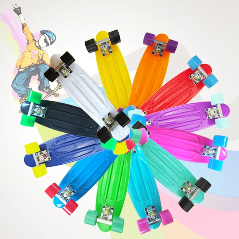 
Mini 22 inch PP plastic fish shape skateboards for children PU wheels complete blank deck skateboard 