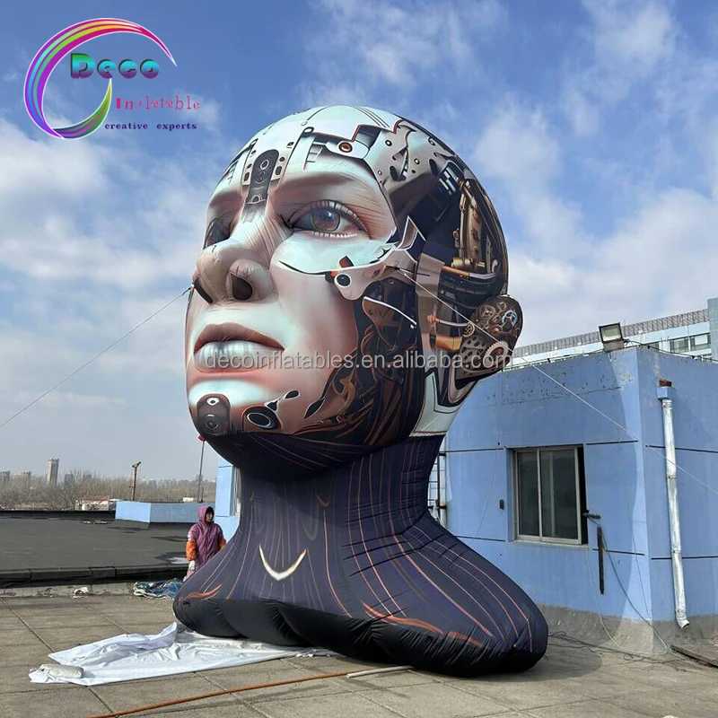 Новый дизайн надувная Рекламная модель голова робота для музея науки и техники