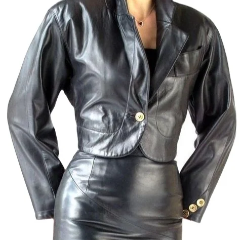 leather long coat for women.