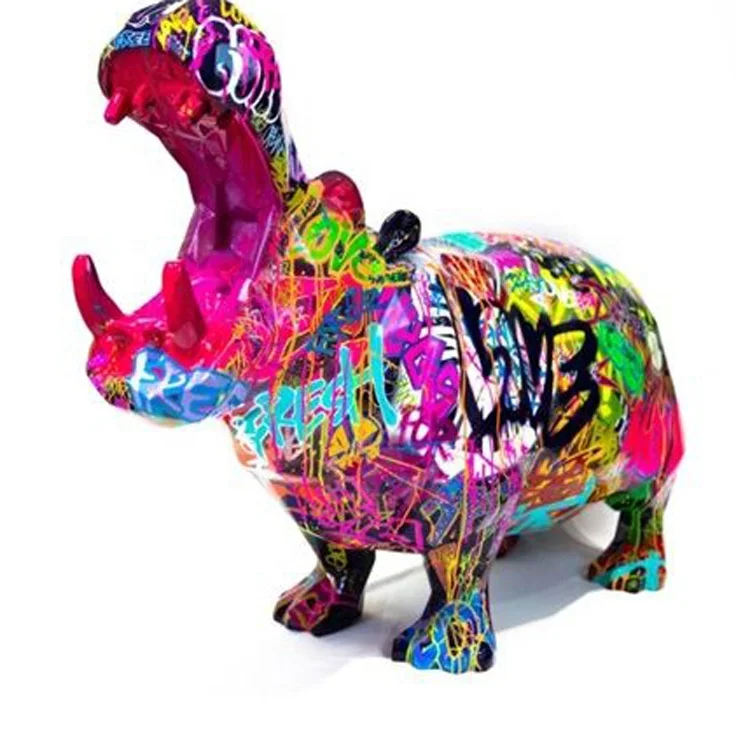 Garden  decoration Customized Animal Sculpture Fiberglass hippo sculpture