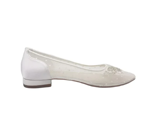 Flat Heel Pumps  in Mesh upper with Butterfly  bridal shoes Women evening party shoes for wedding dyeable satin shoes