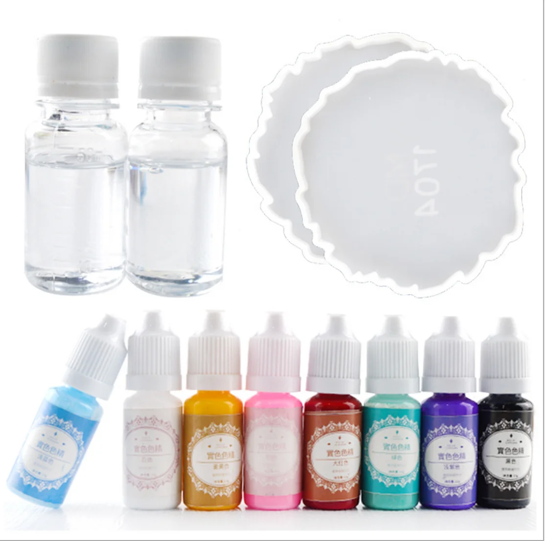 MD1704 Mold set coasters DIY kit agate coaster epoxy silicone resin crystal coaster mold  for jewelry home decor