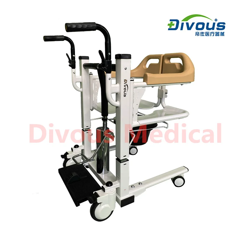 Health Care Supplies Hydraulic Patient Transfer Lift Chair With Commode Shower For Elderly