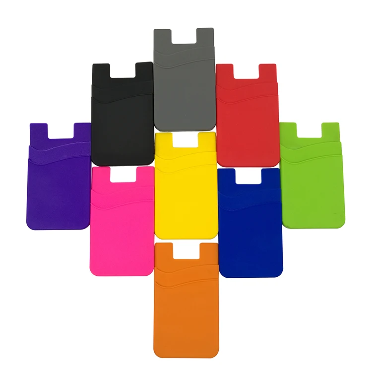 Custom Logo Printed Silicone Card Holder Smart Phone Wallet Personalized Silicone Cellphone Wallet for Business