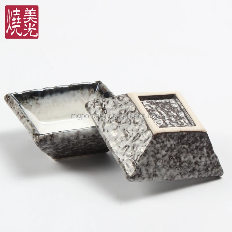 Japanese Korean cuisine ceramic tableware stoneware square soy sauce dish