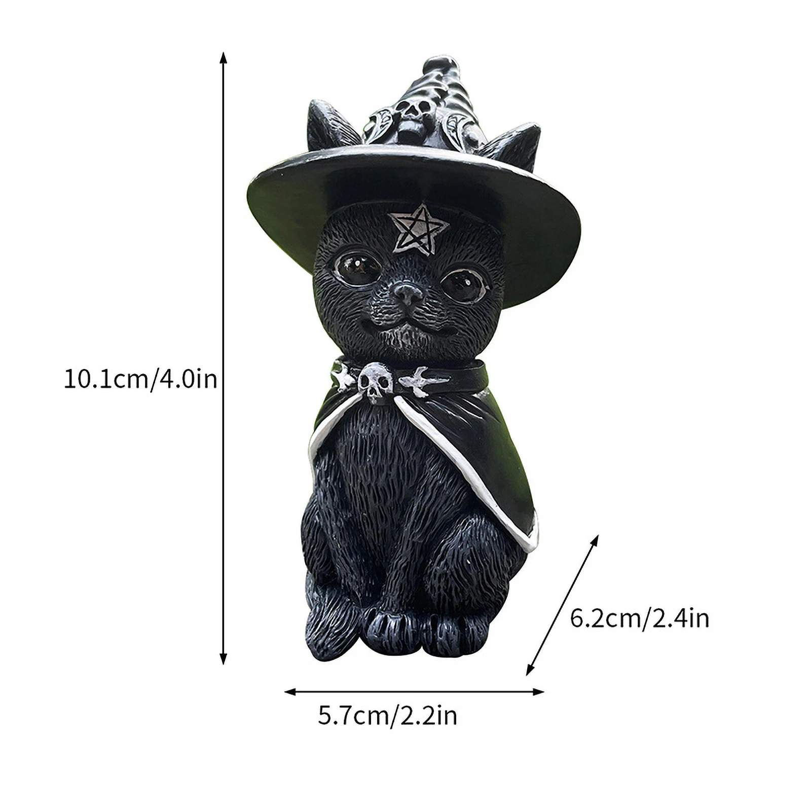 Fengzhi Factory Three demon cats Halloween Shrine Guardian Magic Cat Creative resin ornament Black Cat resin crafts