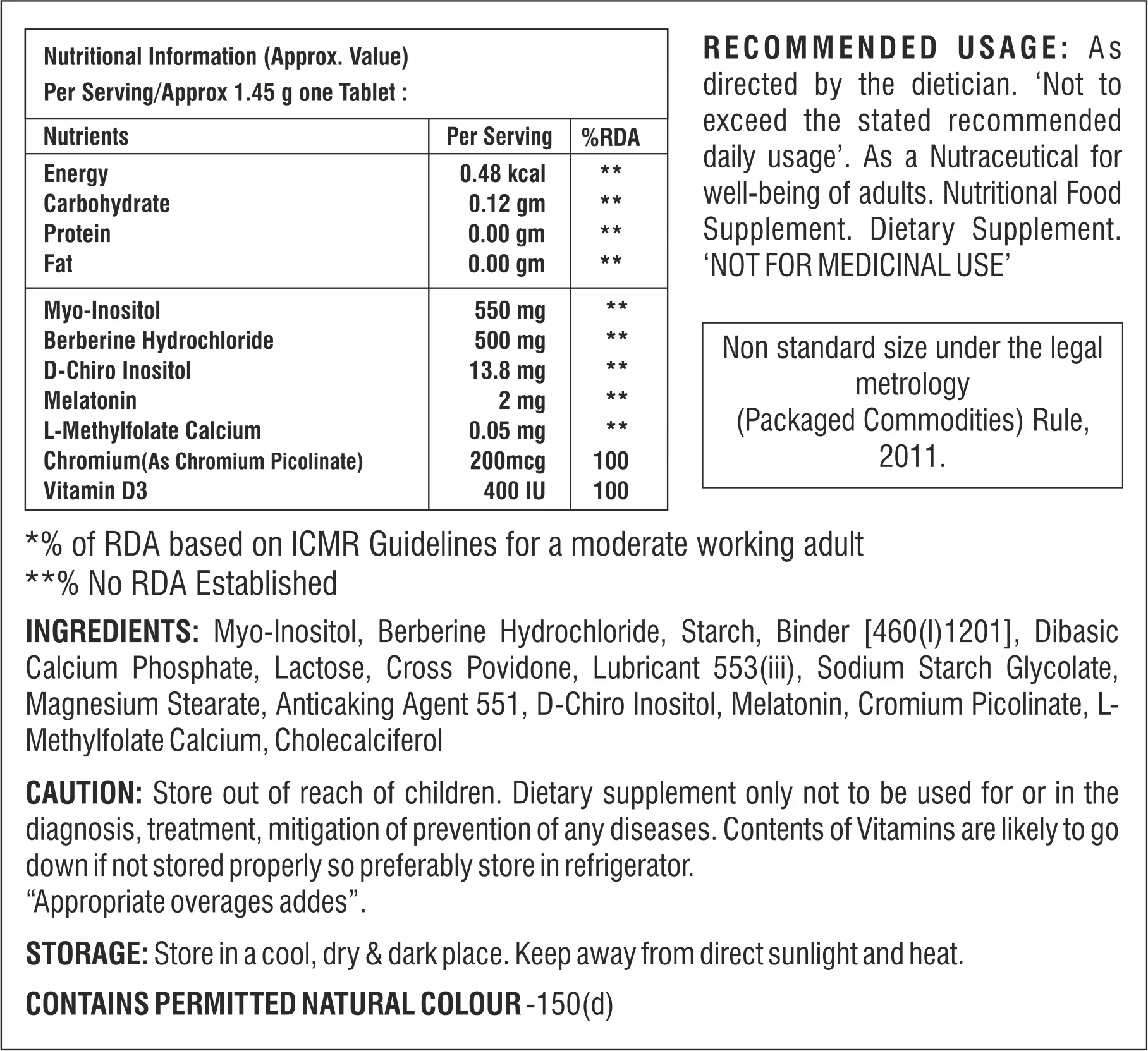 Private Label D Chiro Inositol L Methylfolate Calcium Vitamin D3 Tablets Healthcare Supplement Bulk Sale for Adults Export Ready