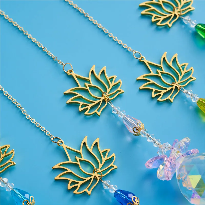 2023 Fashion Exquisite Lotus Crystal Pendant K9 Crystal Sun Catcher Pendant Lighting Room Decoration GJ-A5