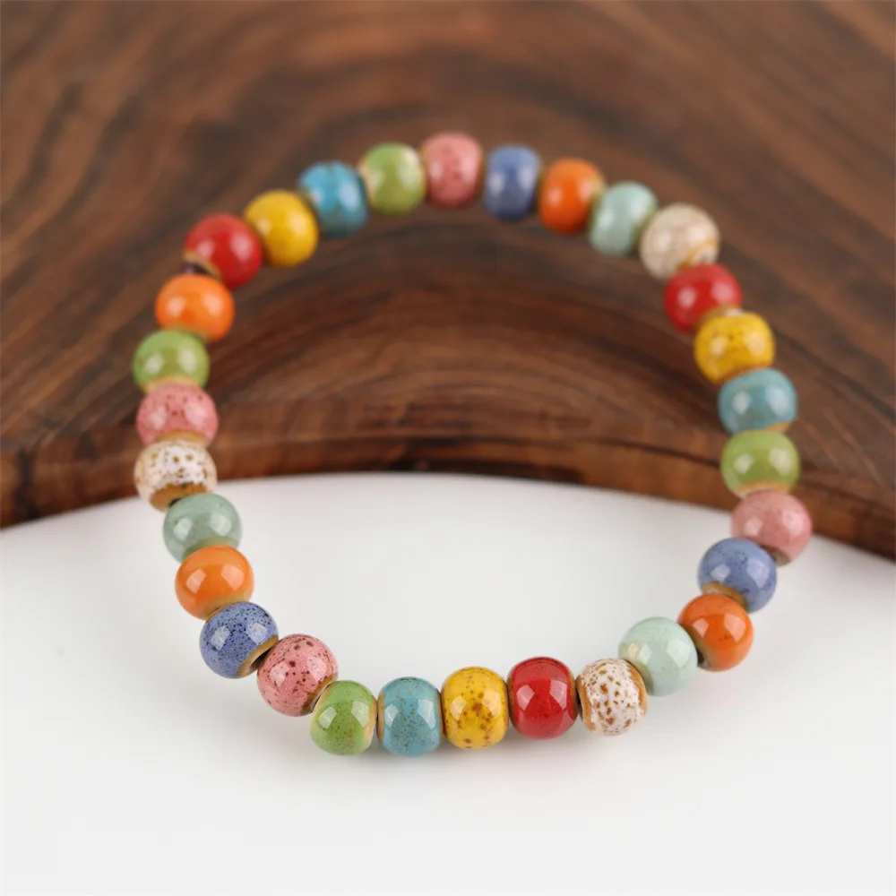 Trendy Ceramic Beads Bracelet Colorful Porcelain Bracelets for Charms Women Men Jewelry Gifts