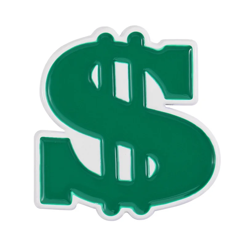 Hot Sale Dollar Symbol Personality Money Enamel Nickel Plated Zinc Alloy Hat Pin Metal Crafts Lapel Pin For Gift