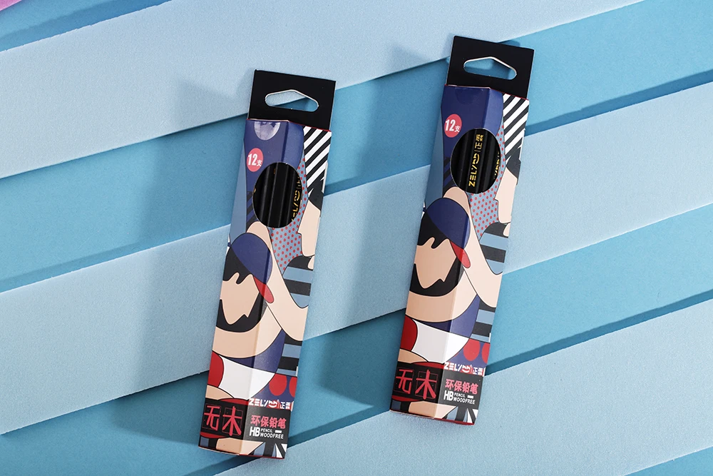 12 pcs triangle HB pencil without eraser