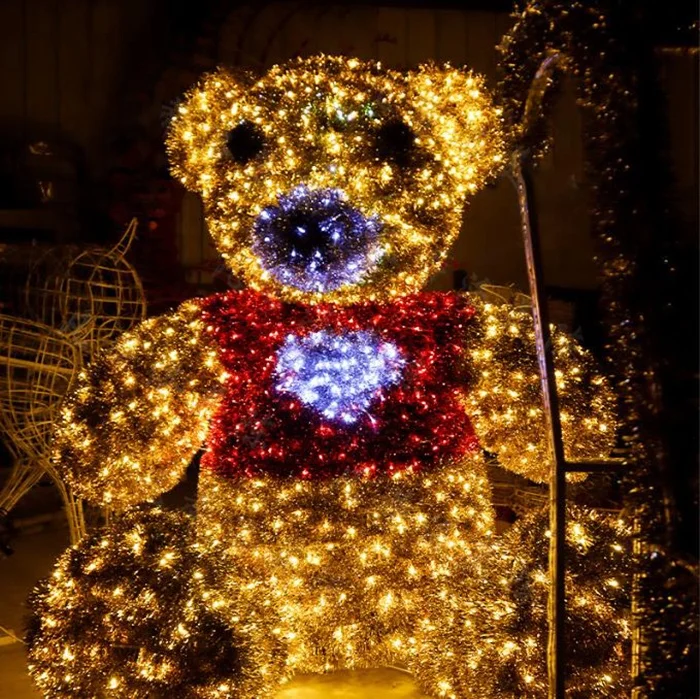 customized good quality colorful Christmas decorative  LED 3d Teddy Bear Motif ball Lighting with bear