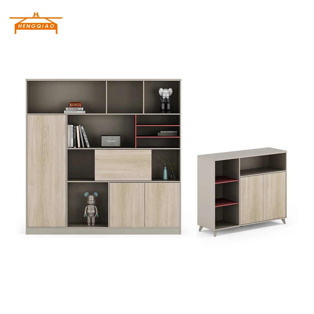 High End Modern Office Furniture E1 Mdf Solid Wood Modular Office Storage File Cabinet