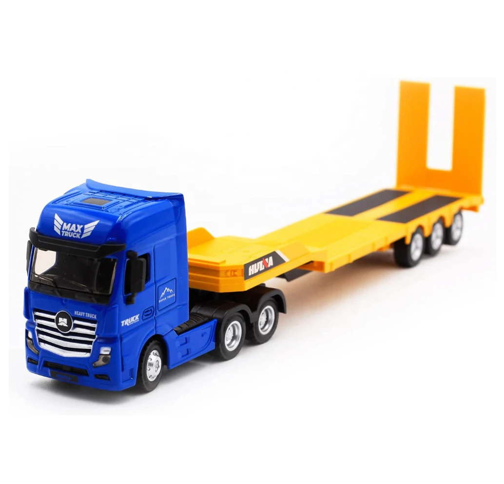 SJY-1730 1:50 Simulation Semi-alloy Flat Trailer Truck Tractor Vehicle Toy  Die-cast 12 Wheel Truck Model For Boys Kids Gift