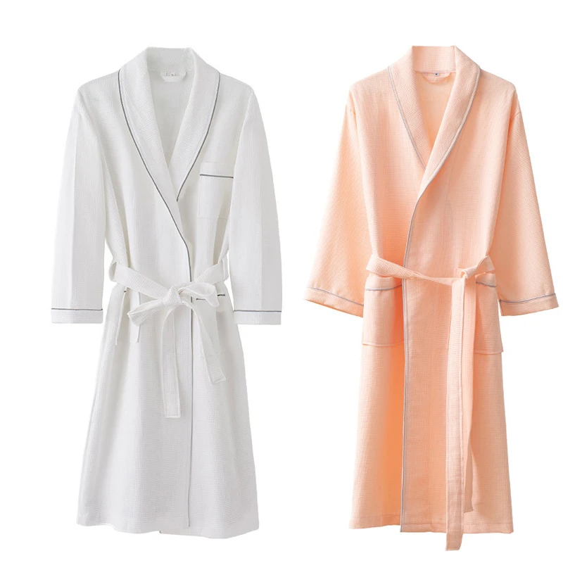 5 Star Hotel Luxury 100% cotton Bath Robes Custom Embroidered Logo Quality Cotton Waffle Bathrobe