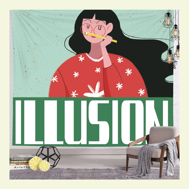 
Girl And Dancer tapestry Wholesale Tapestry Print Colorful Plant Happy Wall Hanging 