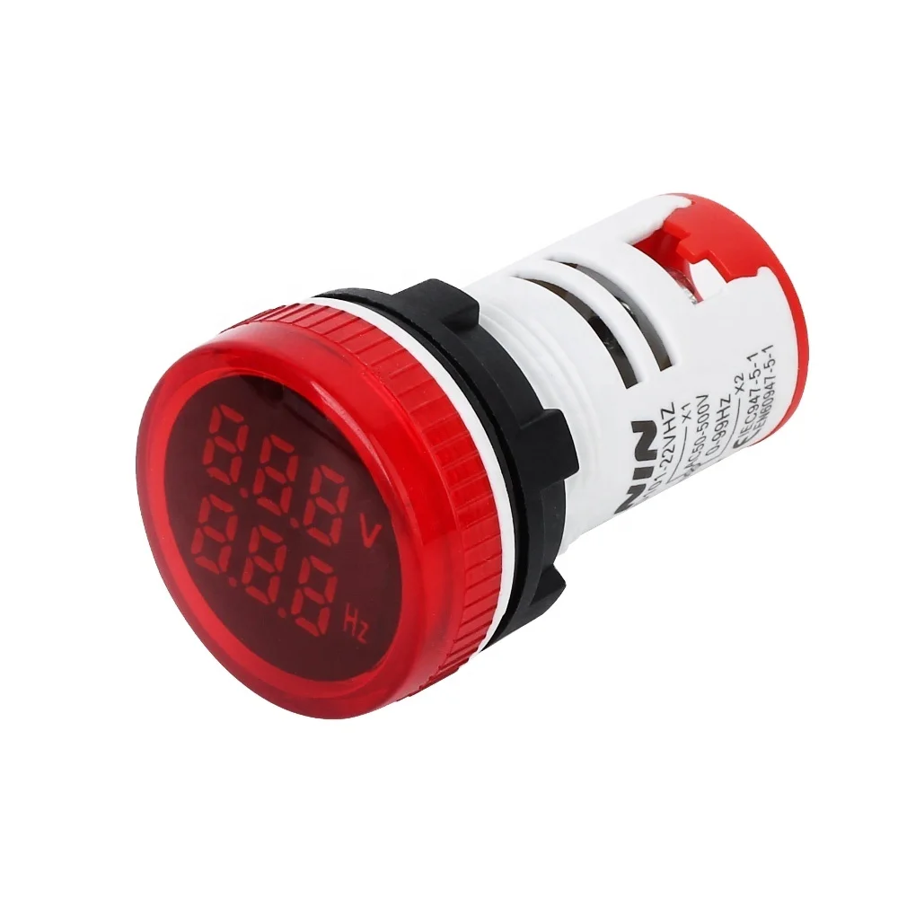 NIN round red single phase lcd display digital voltmeter frequency meter