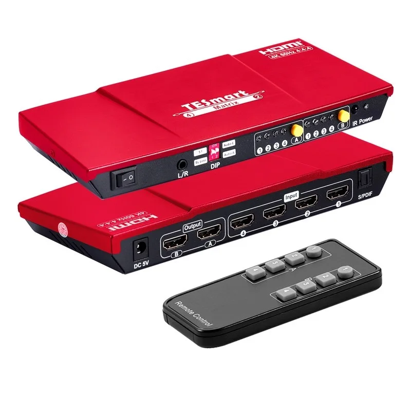 TESmart HDMI Matrix Switcher  Video Splitter Support Ultra High-Definition 4x2 4K@60Hz HDMI Matrix
