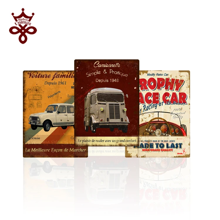 Cheap custom tin signs wholesale antique metal signs route 66 decorative metal signs