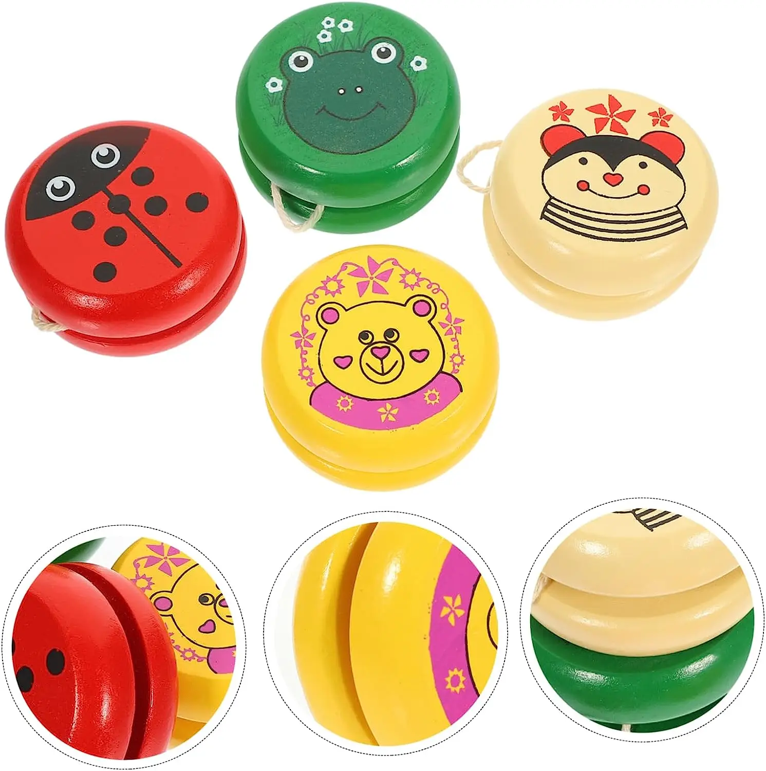 Outdoor kids educational plaything mini cartoon montissori toys wooden craft yoyo ball for Christmas party favor gift