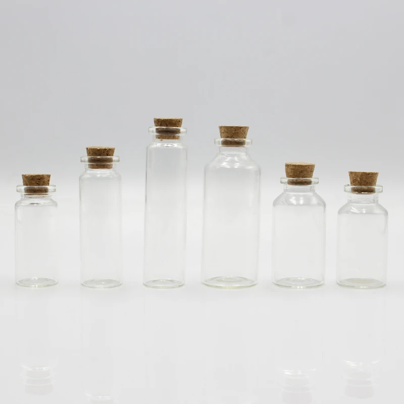 Clear Mini Glass Jars Wishing Bottles with Cork Stoppers 25ml DIY Sand Art Small Decorative Glass Bottles
