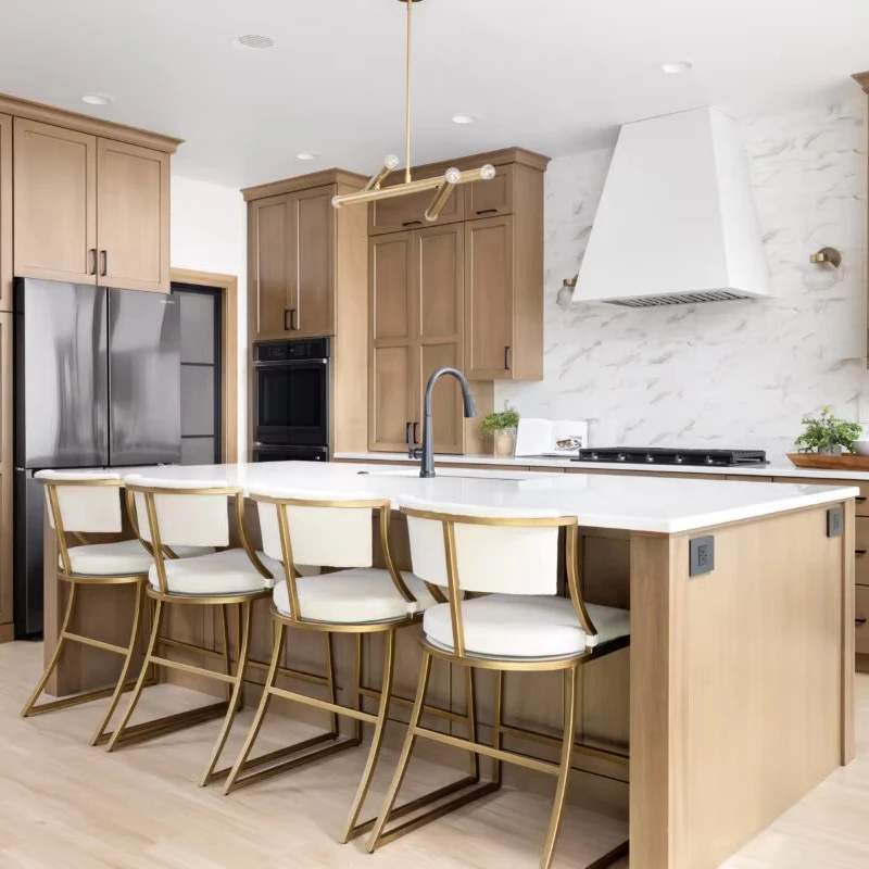CBMmart Designer Solid Wood Modern Design Customized Kitchen Cabinets For Townhouse And Wood Veneer Kitchen Cabinets with Island