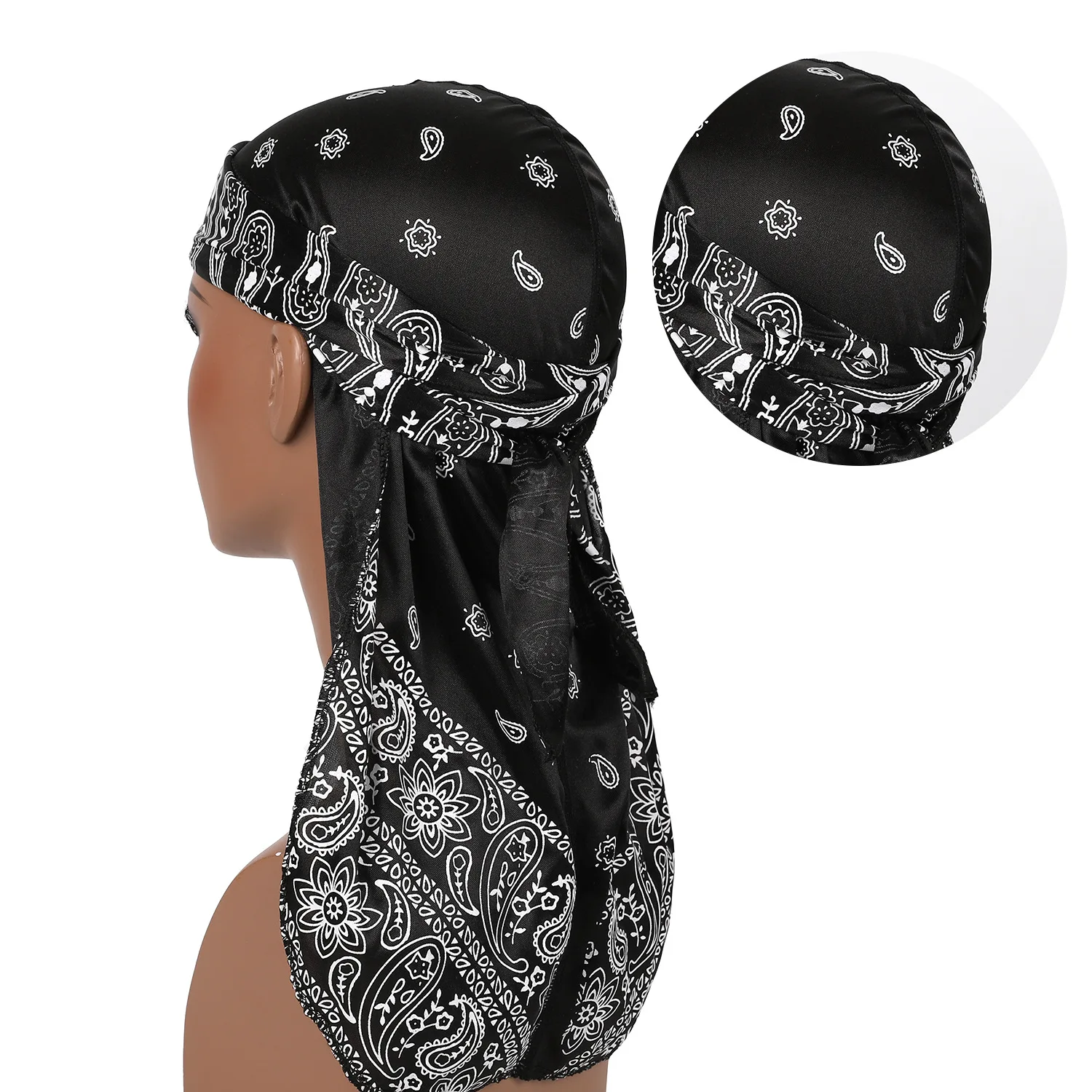 Hot Amoeba Silk-like Long Tail Pirate Hat Toque Hip Hop Cloak Hat Durag Bonnets
