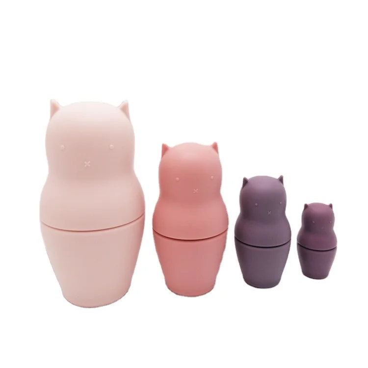 Wholesale Matryoshka 4 Piece Set BPA Free Teething Toys Kids Silicone Stacking Toys