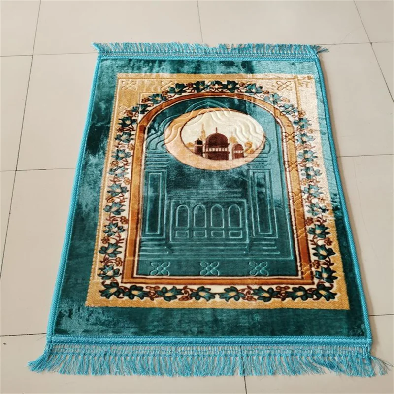Islamic Mats Muslim Prayer Rug Travel Prayer Rugs Soft Silk Velvet Turkish Prayer Mat Praying Carpet